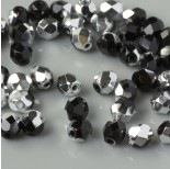 Zdjęcie - Fire Polish Silver 1/2 Coated Jet (S23980) 4mm